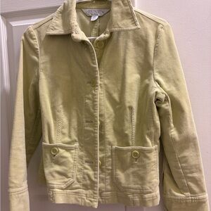 Vintage 90s Corduroy Jacket Petite Stretch Olive Green Button Front Cottagecore